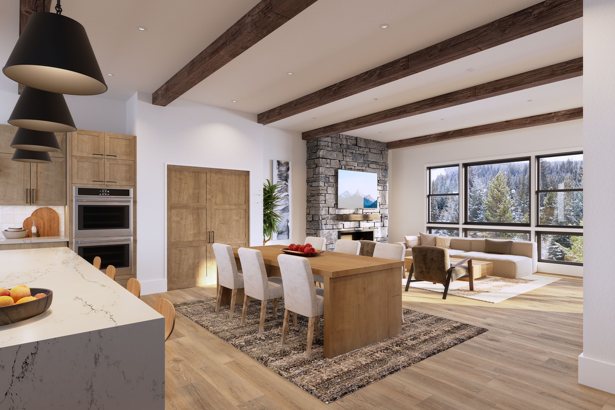 Spacious, open-concept interiors are ideal for entertaining.
