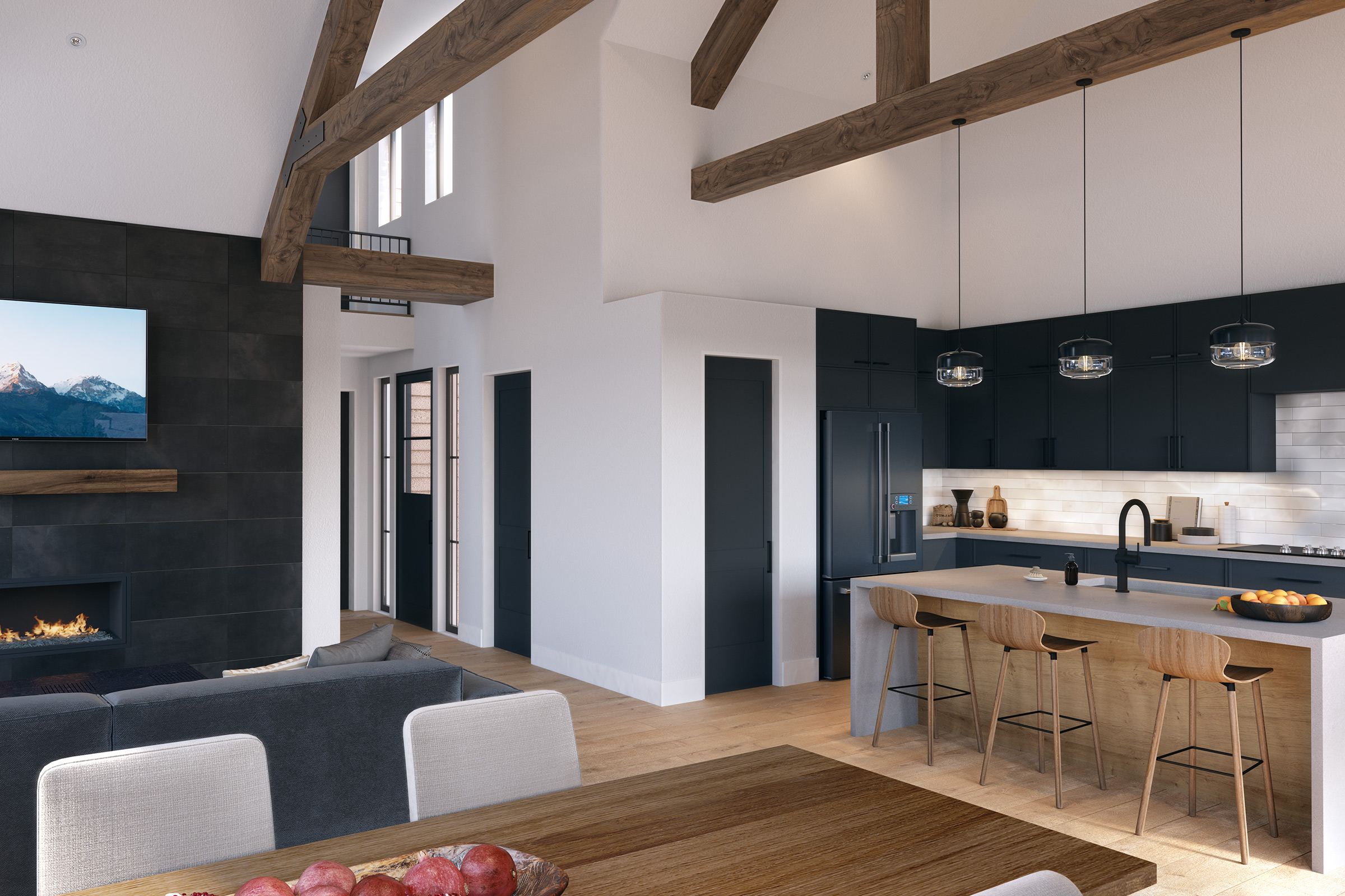 Open-concept floorplan makes dinner parties extra sociable.